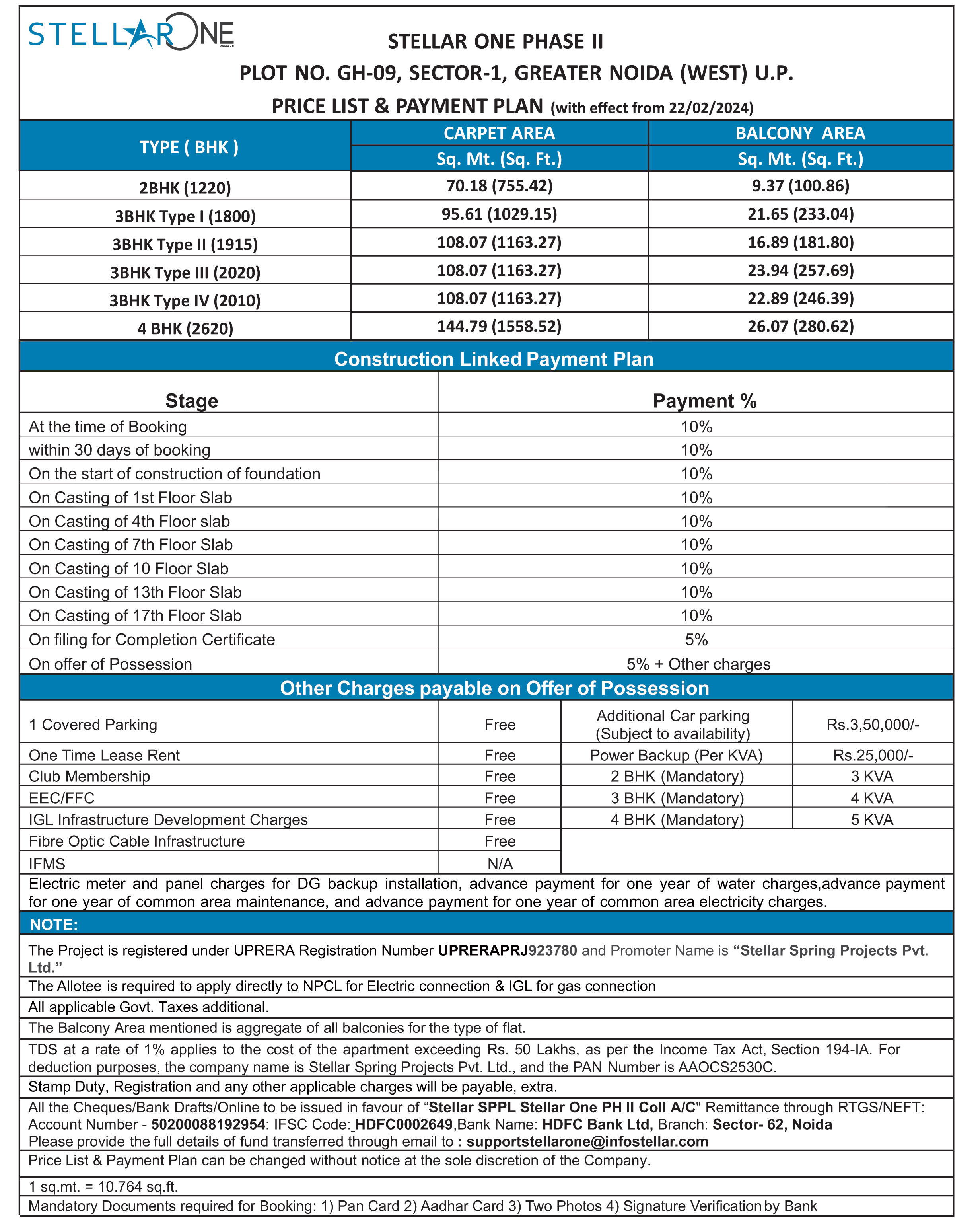 Stellar One Phase 2 Price List - Actual Flats Price 2024